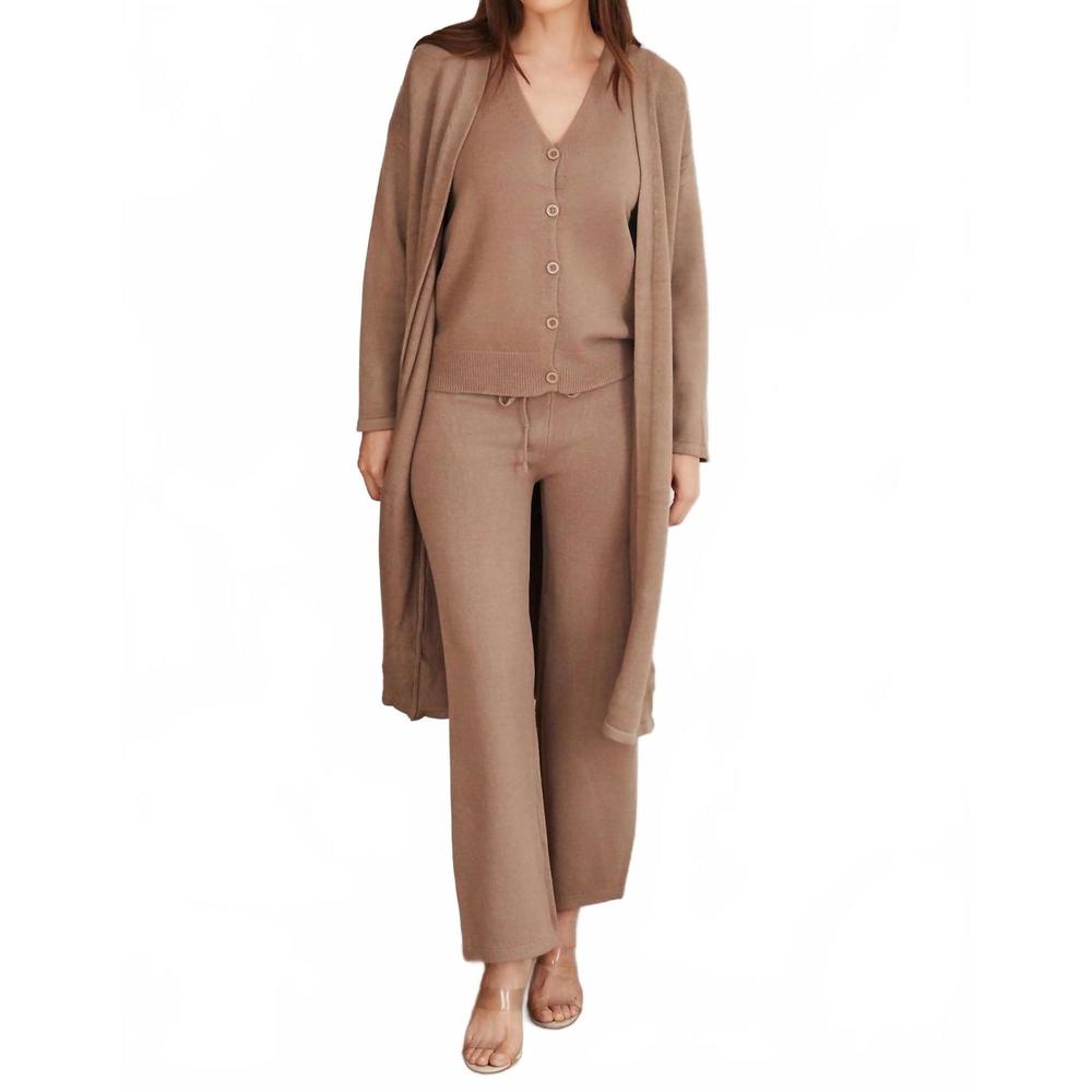 NEW VENTI6 knit vest, knit pants and long cardigan 3 pc set in mocha